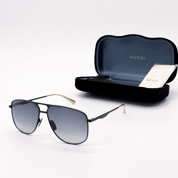 NEW GUCCI GG0336S 002 SUNGLASSES MEN BLACK/GRAY EYEWEAR - Picture 2 of 10